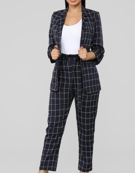 FASHION NOVA Plaid Suit Set - Picture 1 of 10